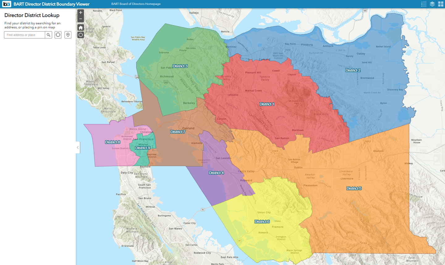 District Boundaries Bay Area Rapid Transit